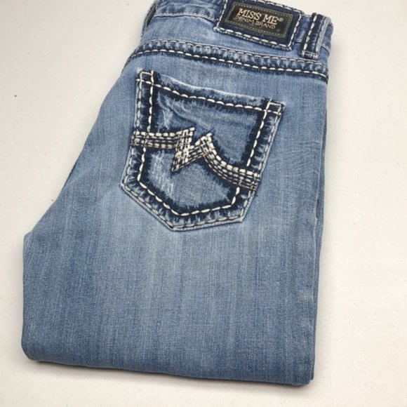 DISTRESSED MISS ME BOYFRIEND JEANS 28x26 ⭐️ - Picture 1 of 13